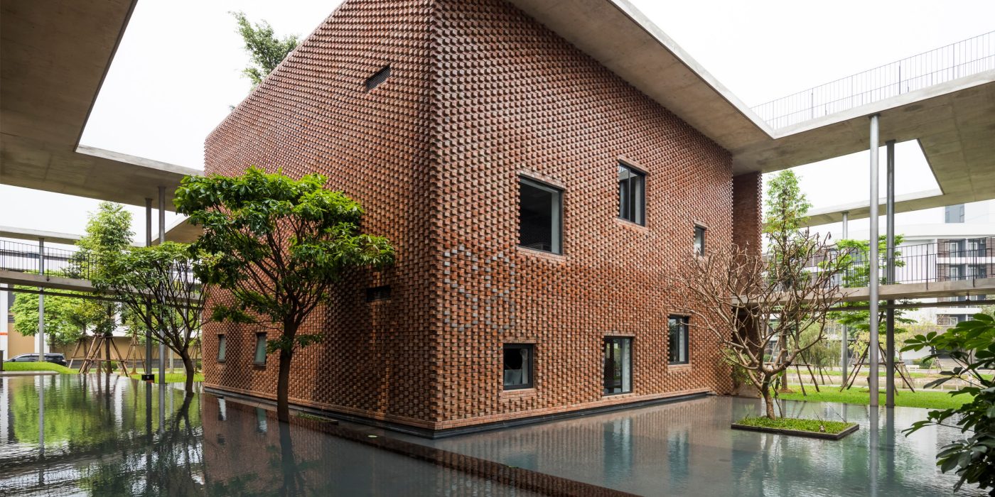 Viettel Academy Educational Center. Brick Award 22 Category "Working together". Vo Trong Nghia Co.Ltd. Outside view