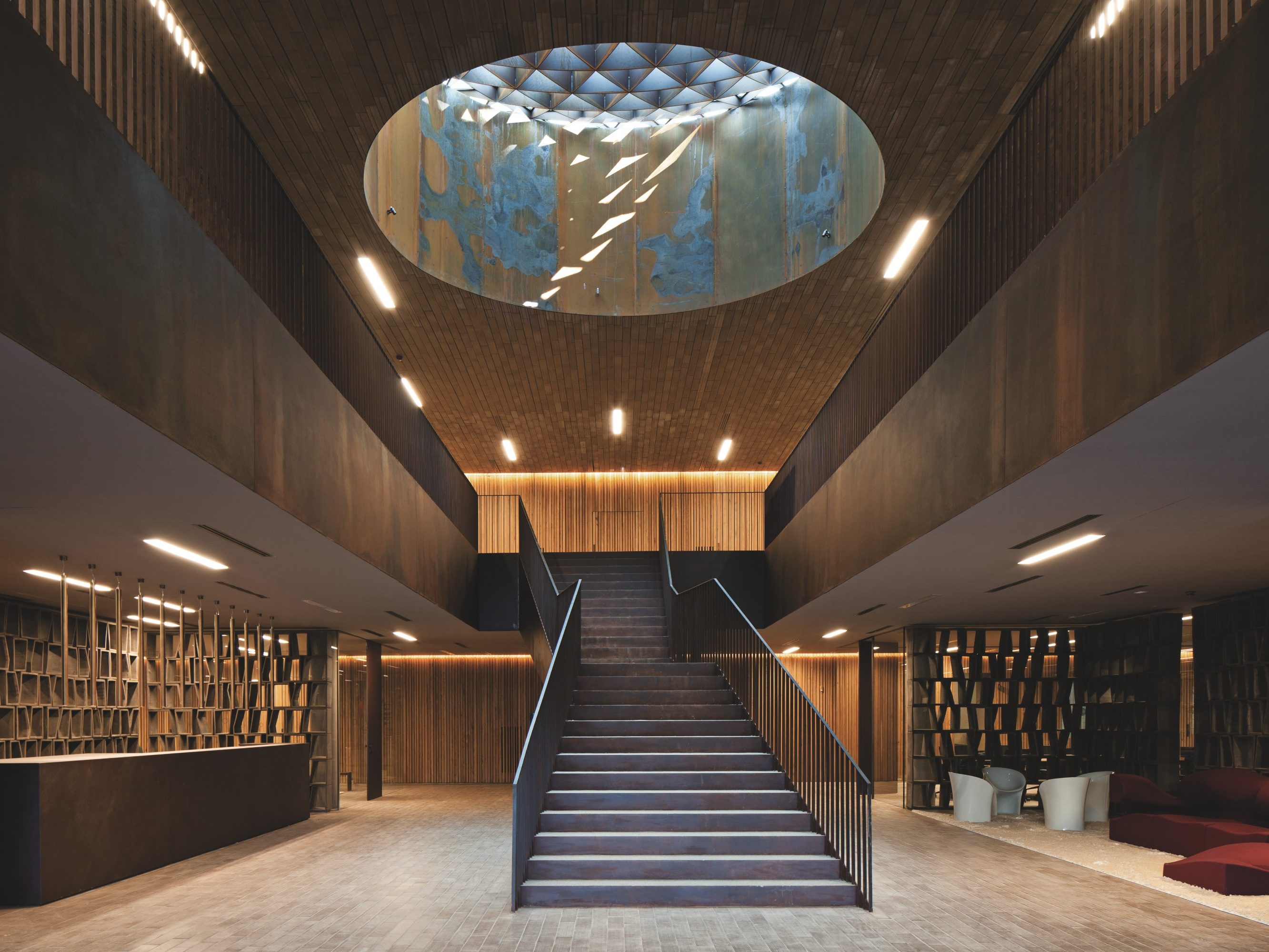 Cantina Antinori, winery, offices, museum, auditorium and restaurant with facing bricks, interior cladding bricks; Brick Award Nominee 2014; Archea Associati; Photo: Leonardo Finotti